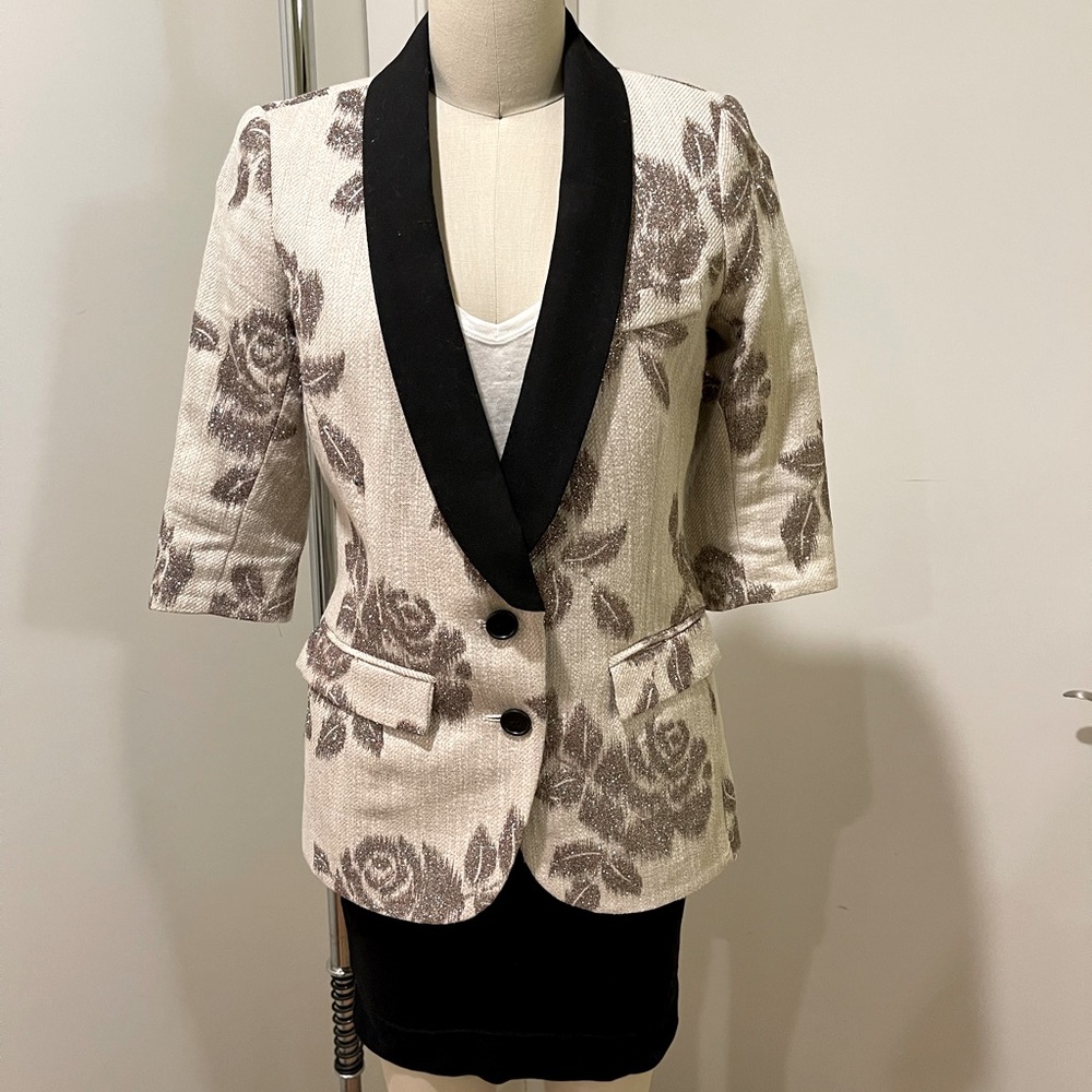 NWT Smythe Metallic Rose Contrast Lapel blazer! Size 4